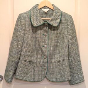 $5 Item! 90s Tradition 12P Petite Women's Turquoise and Green Woven Blazer